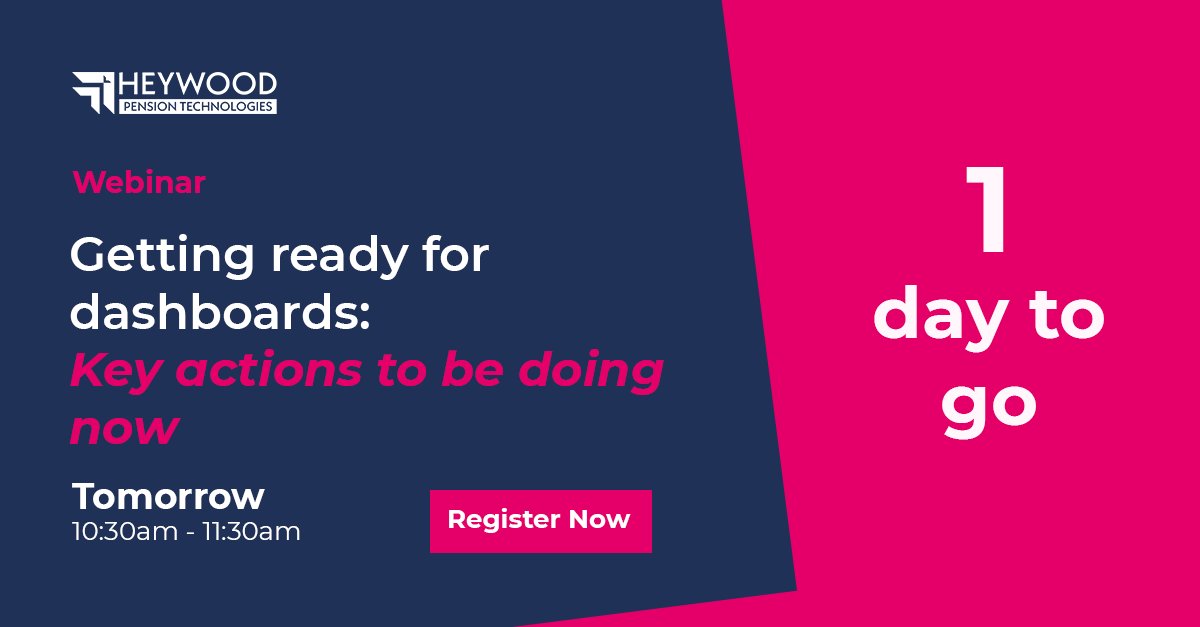 ⏰ Final Call! Our pensions dashboards webinar is just 1 day away! ⏰
Join us tomorrow to unravel the latest dashboards update from the DWP. Discover how this will impact pension schemes and ensure you're prepared.
Don't miss out, secure your spot now! lnkd.in/ee3PFKWu?
