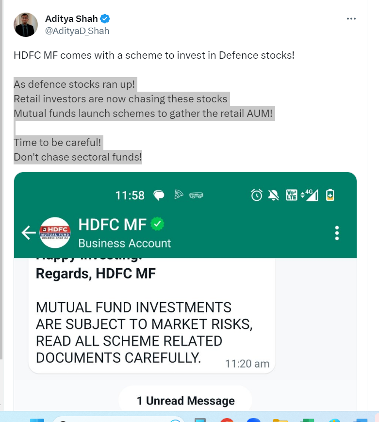 Aditya Shah on Twitter "🚨HDFC Defence Fund The new fund completed its