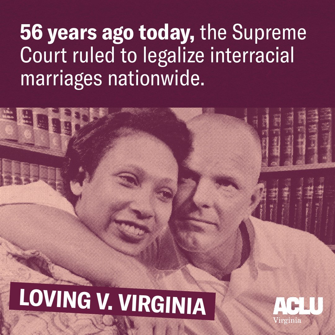 ACLUVA's tweet photo. Happy #LovingDay! 💌

Today, we honor Richard and Mildred Loving, whose love for each other paved the way for equality in America and left a powerful legacy that lives on today.

What does Loving v. Virginia mean to you? https://t.co/szfNs3Ex95