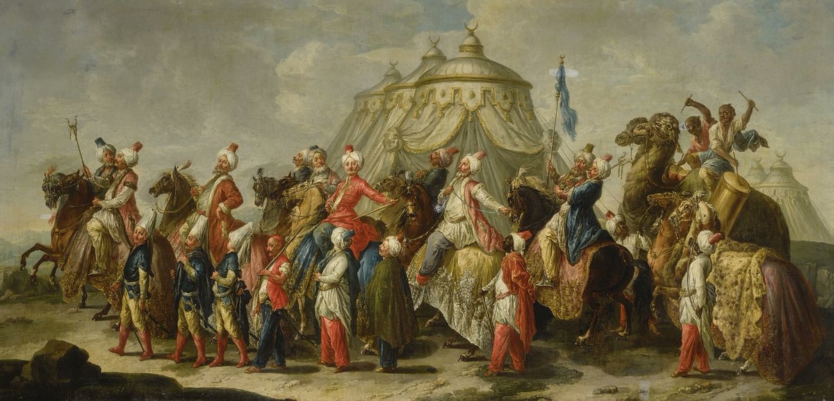 A Calvacade of Turks and their Moorish Followers Before an Encampment 

🍁Francesco Fontebasso (1707-1769)
