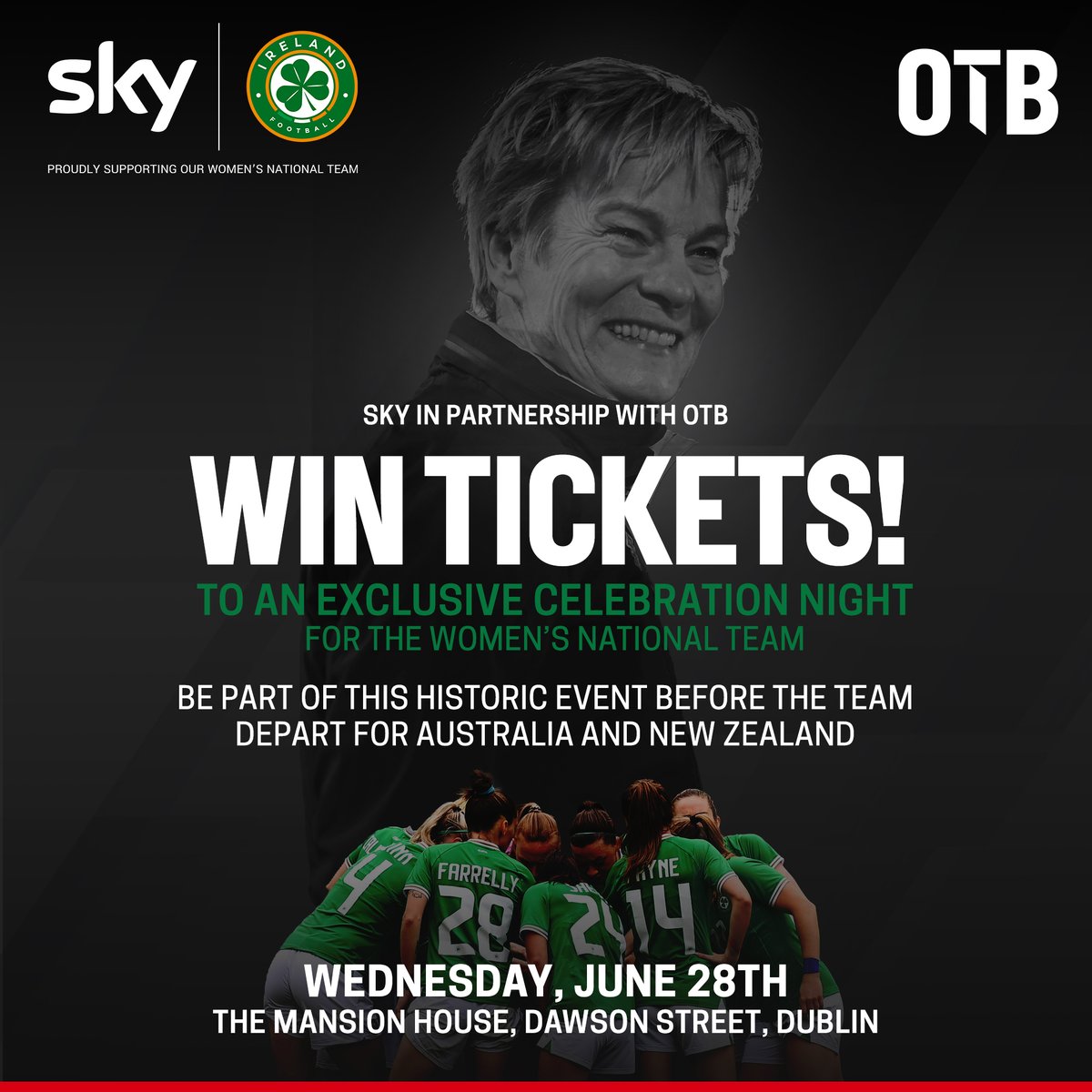 offtheball's tweet image. OTB is proud to be hosting the #IRLWNT for a special night at the mansion house in Dublin before they jet off to the #FIFAWWC ☘️🏆

To win tickets to this exclusive event all you have to do is like and retweet this post 🥳

#OUTBELIEVE | @SkyIreland