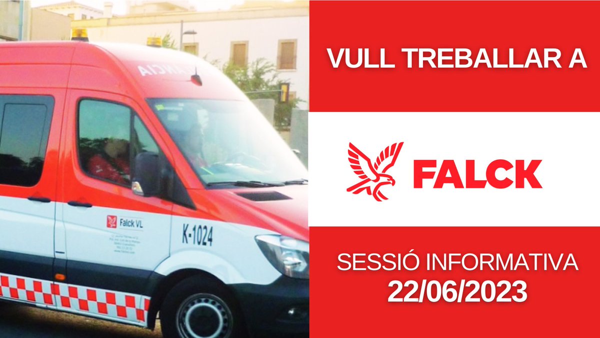 treballempresa's tweet photo. 🚑 Vols treballar a Falck❓ Si vols formar-te i treballar com a transportista sanitari/ària, inscriu-t'hi‼

Si encaixes en el perfil seràs citat a la sessió informativa del 22/06 a l'auditori del #VaporLlonch. 

✨Formació 💯 ✖ 💯subvencionada

+ INFO a https://t.co/QKKOUedbYC https://t.co/xA3we1MxFi