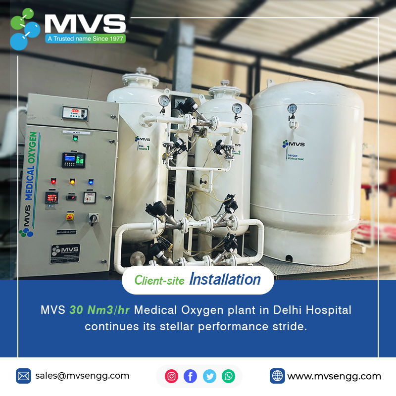 mvs_engineering's tweet photo. #MVSEngineering installed a 30 Nm3/hr capacity Medical Plant in a Delhi NCR hospital. The plant is continuing its stride of incredible performance 1 year after the installation. https://t.co/rbVoj5RvlM