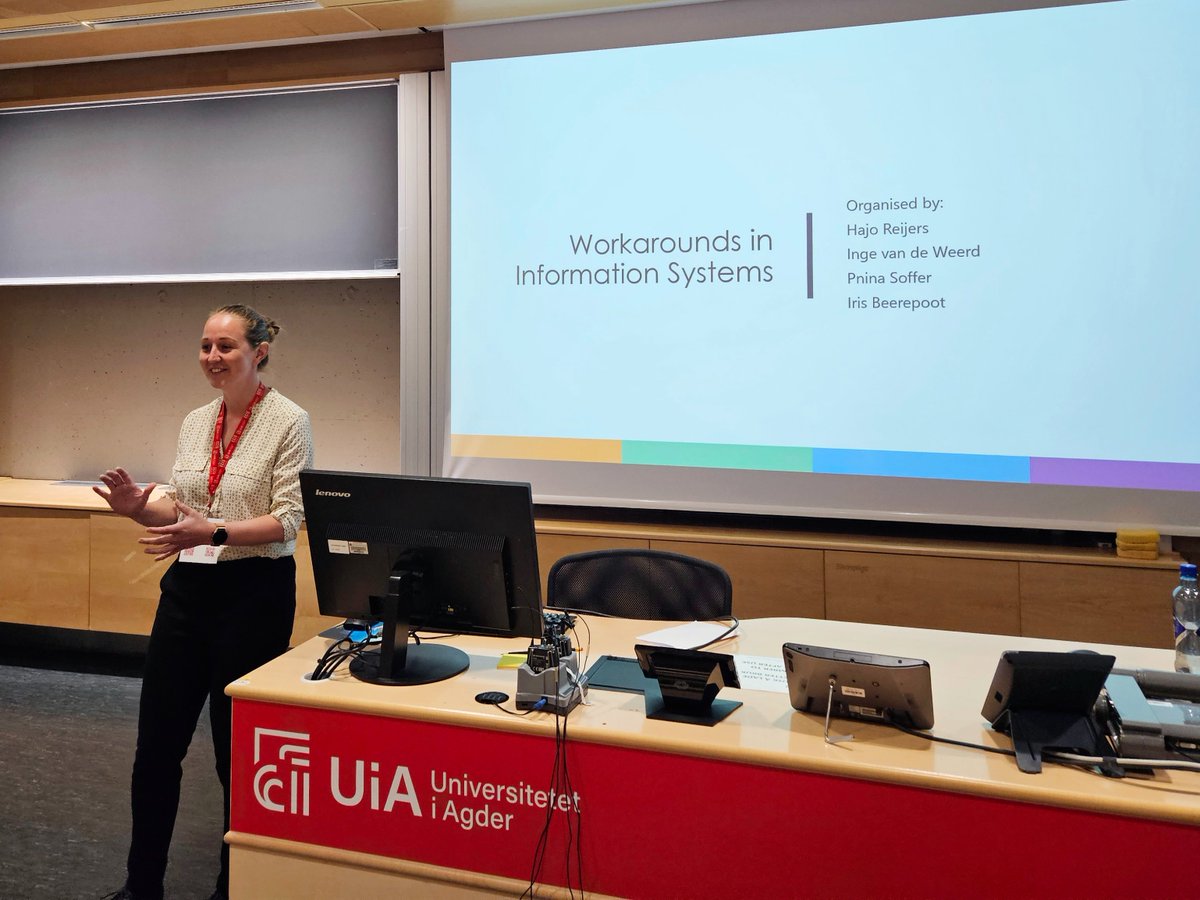 ingevandeweerd's tweet image. .@IrisBeerepoot opens our workshop on Workarounds in Information Systems at #ECIS2023 in Kristiansand, Norway. Great mix of speakers on conceptualization, logics, and technical aspects of detecting workarounds.