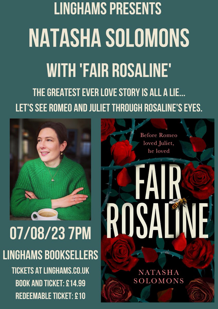 Join us in talking to <a href="/natashasolomons/">Natasha Solomons</a> about her retelling of 'the greatest love story ever told'... We all know Romeo was a very fickle man, so lets hear his ex lover's side of the story:
linghams.co.uk/event/fair-ros…