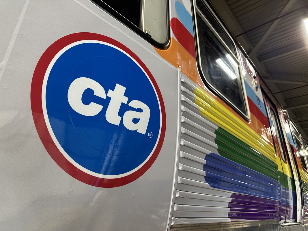 cta's tweet photo. Welcoming ALL aboard the 2023 Pride Train, now in service on the Red Line through this fall! 🌈

More: https://t.co/2TKcFTzNTW https://t.co/NUyUgZ1Qwm