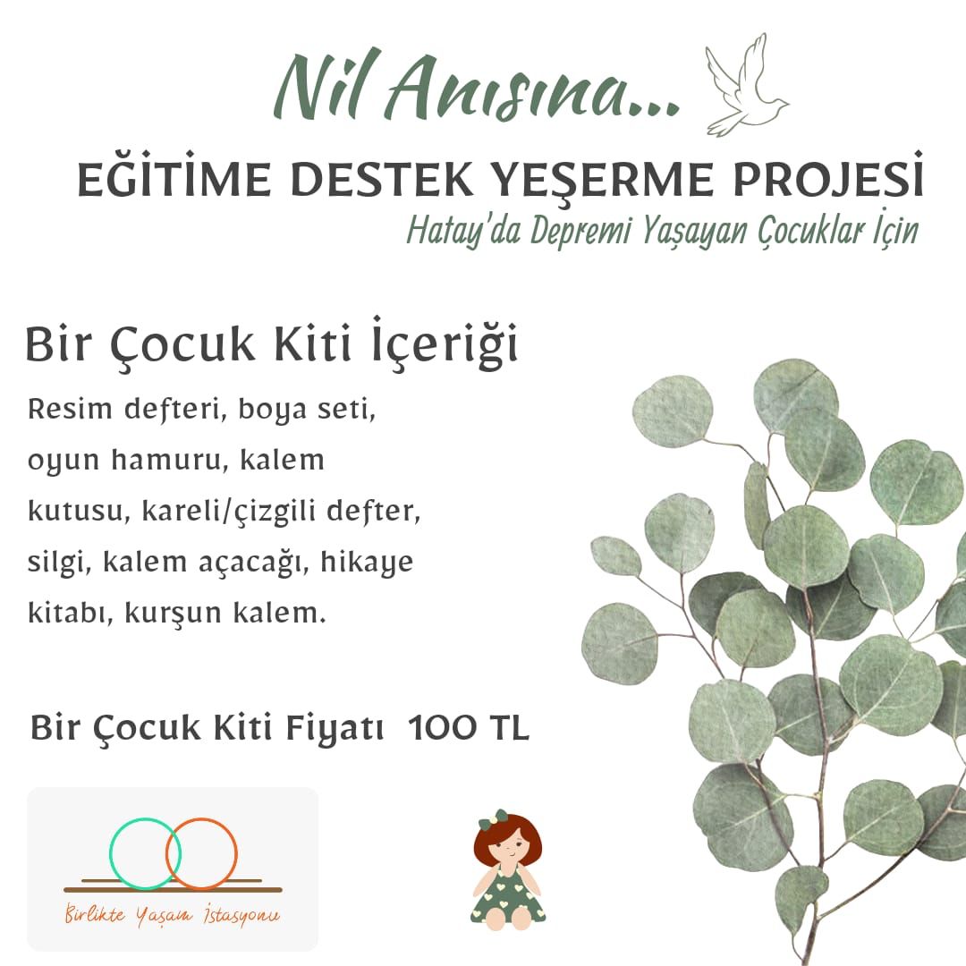 Birlikte Yaşam İstasyonu'nun kurucusu Av. İhsan Yılmazlar'ın depremde kaybettiği yeğeni Nil anısına eğitime destek ve yeşerme projesi başladı. Katkıda bulunmak isteyenler bana DM'den ulaşabilir.