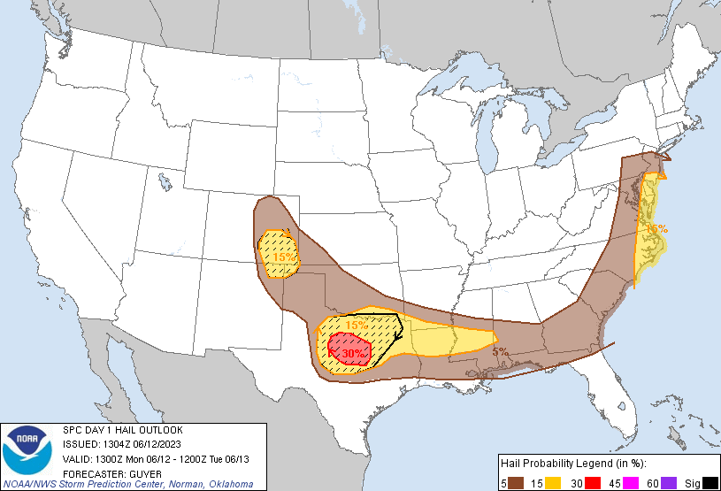 D1
#EnhancedRisk in C #Texas esp #Waco, #Cleburne, #Brownwood, #Stephenville, #Gatesville, #Hillsboro, #TempleTX, #Killeen, #MineralWells, #Abilene S of #DFW metroplex
30% SIG #Hail/15% SIG #Wind/5% #Tornado risk #USwx #Wxtwitter #SevereWX #SPC #TXwx #DFWwx #CTXwx #TornadoAlley