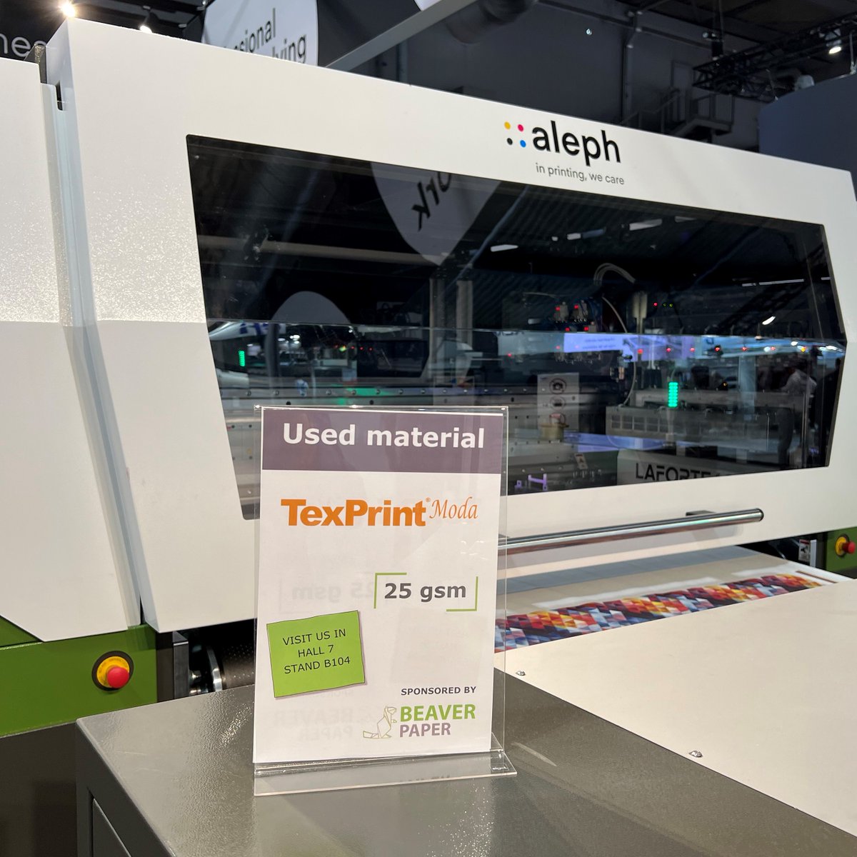 Enjoying your time at ITMA 2023? Stop by <a href="/aleph_team/">Aleph team</a> stand H7 – D301 to see TexPrint Moda on their LAFORTE 600 sublimation printer!

#aleph #laforte #ITMA #ITMA2023 #sublimation #BeaverPaper #TexPrint #Textile #Fashion #TexPrintModa