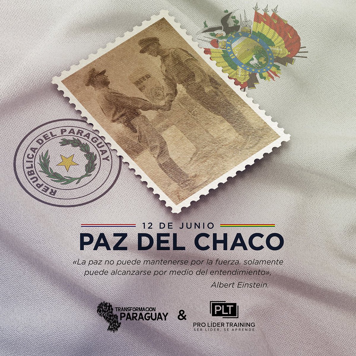 TransformamosPy's tweet photo. 🕊️ Hoy conmemoramos el Protocolo firmado por Paraguay y Bolivia hace 88 años atrás.

🤝🏼 Estableciendo así entre ambos países los valores de la Paz, Amistad y el Límite.

🇵🇾 Honramos a la historia y nuestros soldados que lucharon con valentía y coraje para defender la patria. https://t.co/32bQTgXQ46
