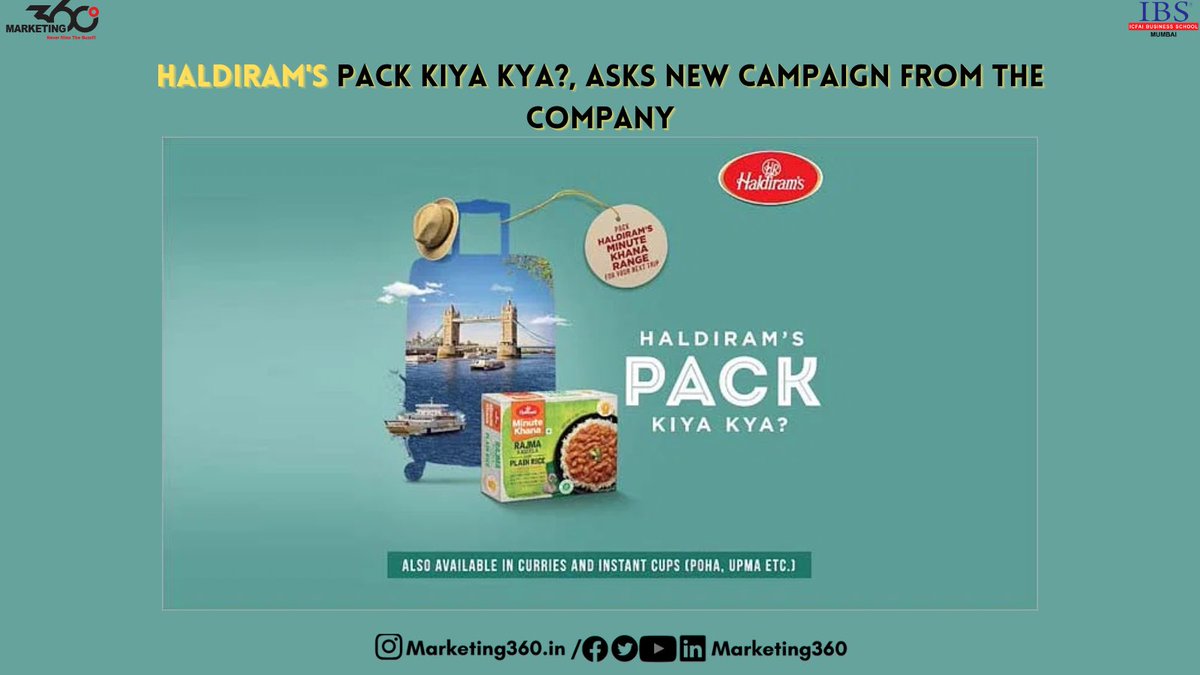 Haldiram's launched a new campaign- Haldiram's Pack Kiya Kya?(Did you pack Haldiram's?) which urges consumers to carry their favourite Ready-to-Eat (RTE) food packets from Haldiram's to enjoy a home-away-from-home experience during their trips.
#Haldiram #marketingcampaign #m360