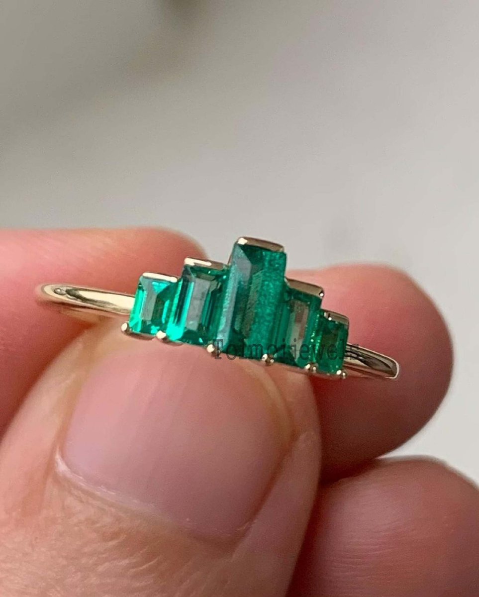 Excited to share the latest addition to my #etsy shop: Baguette Emerald Ring Step Cut Baguette Diamond Ring Five Stone Emerald Engagement  etsy.me/42PRhUJ #engagementring #weddingring #diamondring #baguettediamondring #stepcutring #uniquering #emeraldring