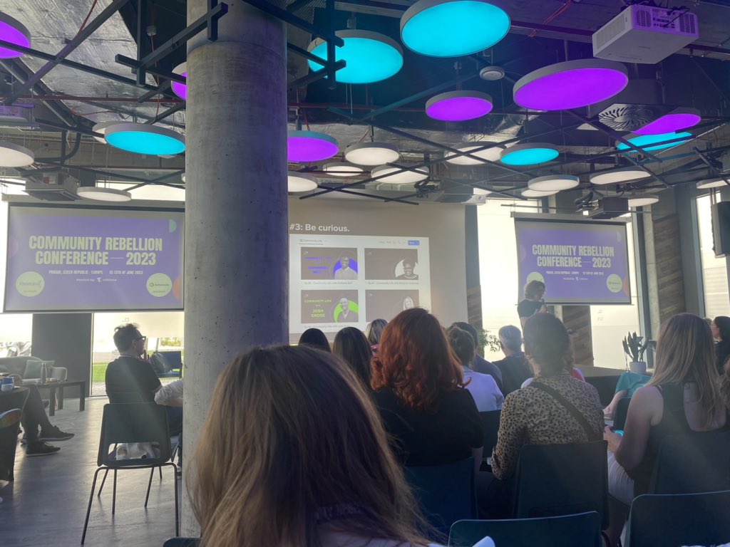 “Be curious!”
<a href="/YuriiLaz/">Yurii Lazaruk 🇺🇦</a> made a good point that having a podcast really helps you to get to people you wanna talk to. 💡👏 Now it makes sense everyone has one these days… 😅 
#CommunityRebellion2023 @talkbaseHQ