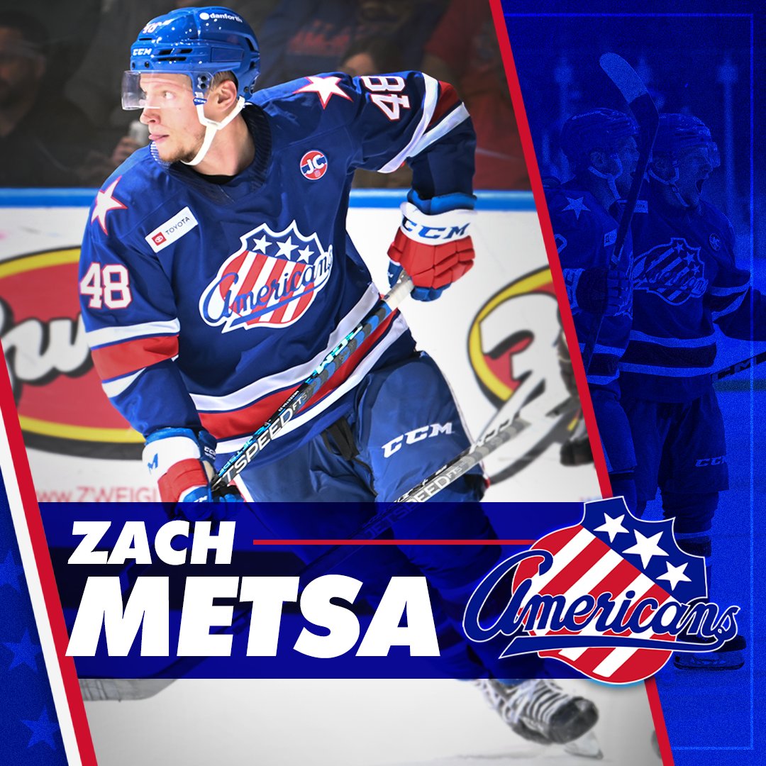 AmerksHockey's tweet photo. After winning the NCAA National Championship with @QU_MIH, we signed Zach Metsa on April 13 — just in time for him to join our playoff run https://t.co/ExWoiCFfKb