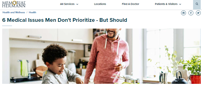 HISDBenefits's tweet photo. International Men's Health Week is observed from June 12th to 18th. Read, share and discuss Memorial Hermann’s article, “6 Medical Issues Men Don't Prioritize - But Should”.
https://t.co/pbrRoZS7OU https://t.co/Vqvhj9xULT