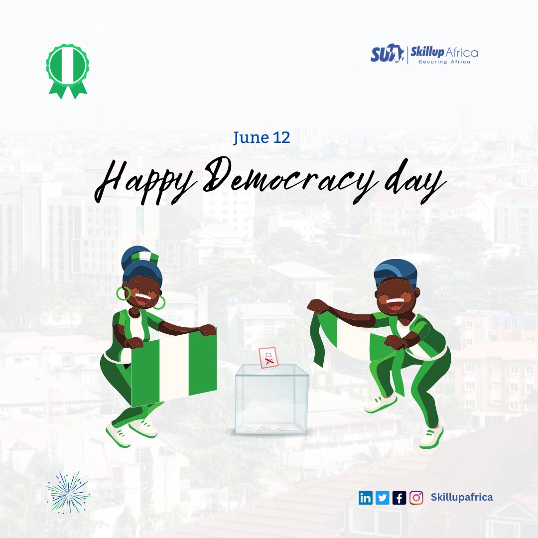 Happy Democracy Day, Nigeria! 🇳🇬✨ We're proud to be part of the journey towards a digital future, empowering young minds with cutting-edge technology and innovation. Register for our new cohort via this link. dsep.skillupafrica.com.ng #DemocracyDay #Tech #EmpoweringNigeria #Career