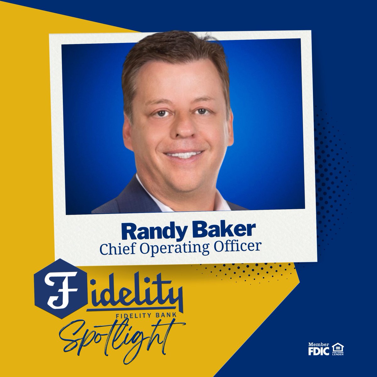 Meet Randy, Fidelity Bank's Chief Operating Officer and today's #FidelityFam Spotlight! 
Overseeing Operations, IT, and Project Management is a big undertaking, but Randy loves being part of the strategic future of the bank and being #HereForGood.