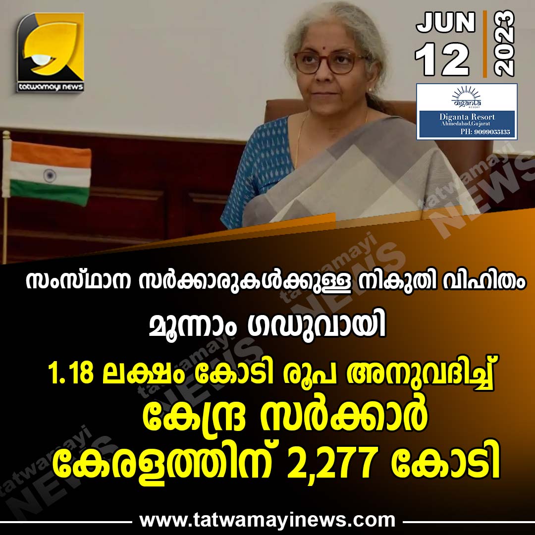TatwamayiNews's tweet image. സംസ്ഥാന സർക്കാരുകൾക്കുള്ള നികുതി വിഹിതം; മൂന്നാം ഗഡുവായി  1.18 ലക്ഷം കോടി രൂപ അനുവദിച്ച് കേന്ദ്ര സർക്കാർ; കേരളത്തിന് 2,277 കോടി

#centralgovernment #Taxallocation #stategovernments