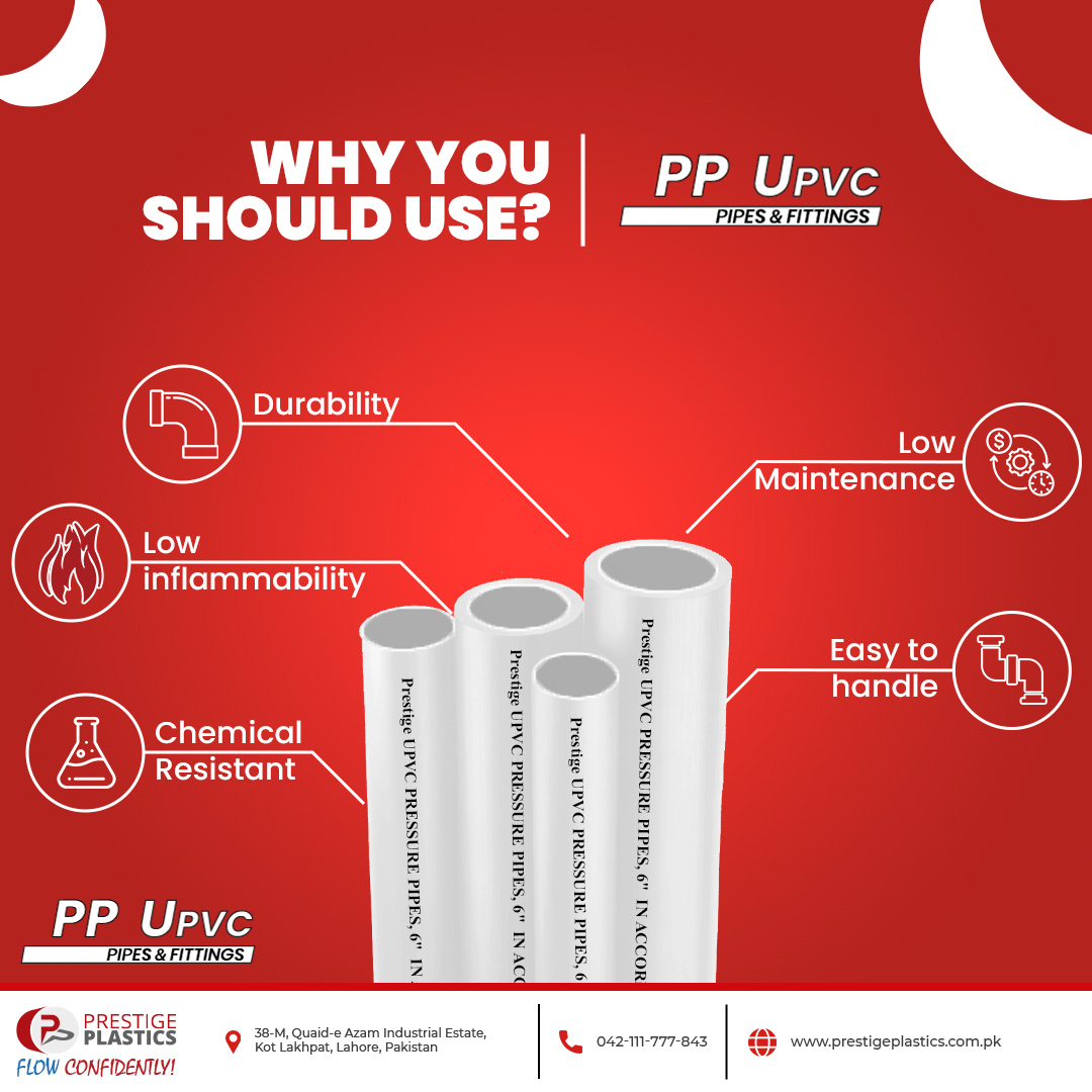 Why you should use PP UPVC.

#PrestigePlastics #PlumberKaSaathi #SehatBachaoPaiseNahi #UPVC #pipes #fittings #strong #durable #drainage #plumbing #leakproof #chemicalresistant #easytohandle