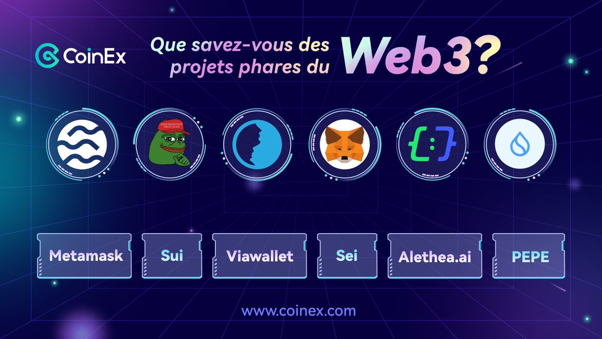 💗 Suivez notre twitter @CoinexF 
💗 Que savez-vous des projets phares du Web3?
💗 Commentez+likez+RT+#CoinExfrance
💰500CET + 5 pers partagent
⏰12.6-14.6

#CoinExWeb3 #CoinEx #CoinExfrance