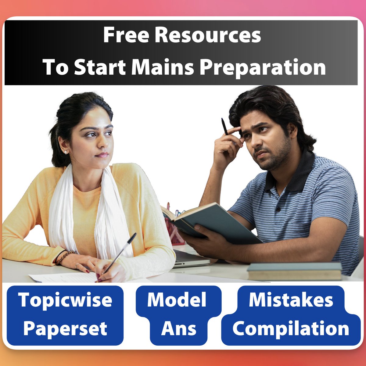 Mrunal_Patel's tweet image. ✨ Some FREE resources for for UPSC Mains-2023 Aspirants to kickstart their preparation
1) 💾 Topicwise Papers Download since new syllabus
mrunal.org/mains
2) 🎙️ (Playlist) Mistakes in Mains Answer Writing
youtube.com/playlist?list=…
3) 🎙️ (Playlist) Model Answers to 2022&apos;s…