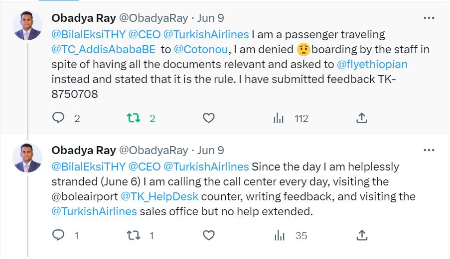 ObadyaRay's tweet photo. @AliYerlikaya @BilalEksiTHY STRANDED HELPLESSLY DAY 7! Can you resolve the @TurkishAirlines irregularity? Even having 10 feedbacks and more than 15 calls @TK_HelpDesk doesn't help
TK-8769829
TK-8766698
TK-8750708
TK-8758845
TK-8757153
TK-8756850
TK-8754835
TK-8751498
TK-8738652
TK-8740933 https://t.co/2Xpz8TFmMv