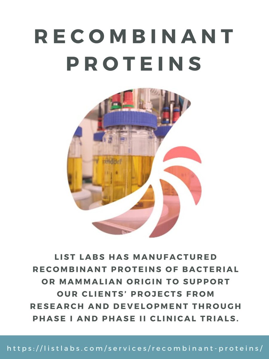 ListLabs's tweet photo. List Labs staff has over 25 years’ experience manufacturing bacterial based novel drug substances and products.

Read the full article: Recombinant Proteins
▸ https://t.co/1A7Xmoruyv

#GMPManufacturing #GmpCertifiedFacility #CgmpManufacturingFacility #GMPFacility https://t.co/oakpn73k6C
