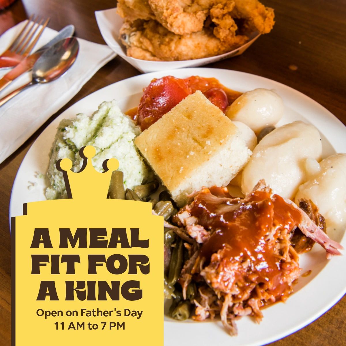 BucknersRstrnt's tweet photo. Treat Dad like royalty this Father's Day at Buckner's Family Restaurant! 👑 We'll be open on June 18 from 11 AM to 7 PM. https://t.co/FFItxD5som