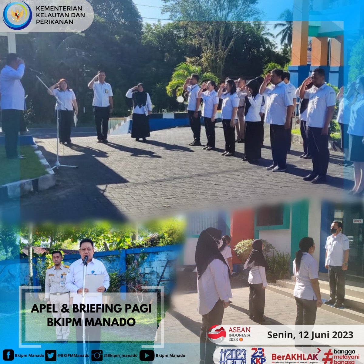 BPPMHKP_Manado's tweet photo. Hai #Sahabatbahari, Apel, Briefing dan Doa pagi sebelum memulai aktifitas pekerjaan pada minggu ini, Keep Spirit &amp; Always Smile, BKIPM Manado selalu siap Melayani..
#KKPThrive #EkonomiBiru #SaktiWahyuTrenggono
@kkpgoid 
@bkipm_kkp 
@BKIPMManado 
@Muhlin21 https://t.co/LuxisUWfzT
