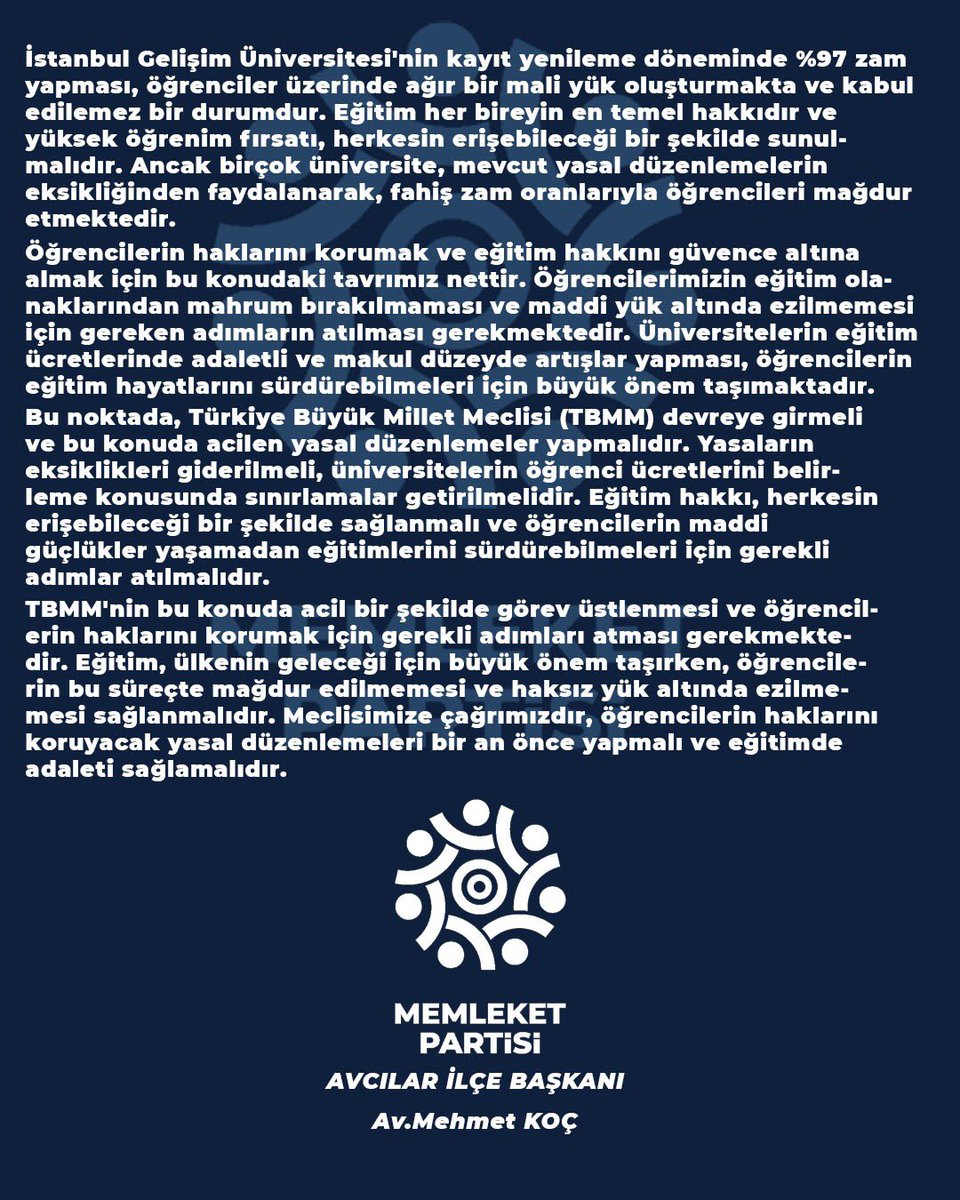 Kayıt yenileme ücretlerine yapılan fahiş zamlar kabul edilemez! #istanbulgelisimuniversitesi #iguzam #tbmm