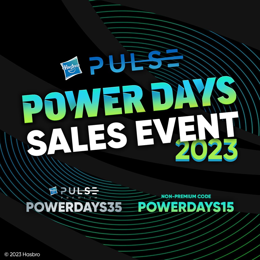 🚨 #HasbroPulse Power Days #SalesEvent is here! Premium members save 35%, Non-Premium members save 15% when you spend $75+ on select, eligible items, currently for sale on HasbroPulse.com. Use codes below. See site for full promotion details. go.hasb.ro/PowerDaysSales…