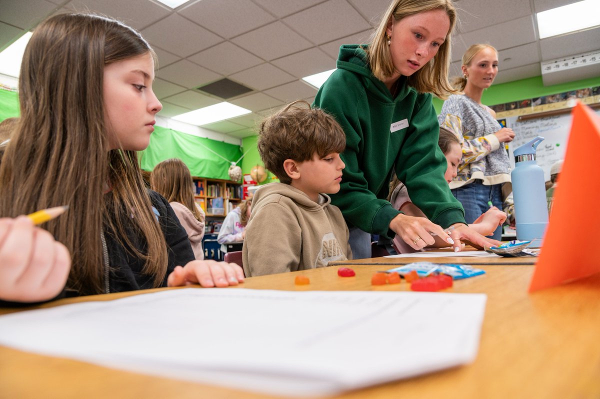 Our high school AP Stats students gave an age-appropriate and fun lesson that they planned to a 3rd-grade class as part of their end-of-year final project. Everyone was so engaged! #wearecolchester #studentsteachingstudents
