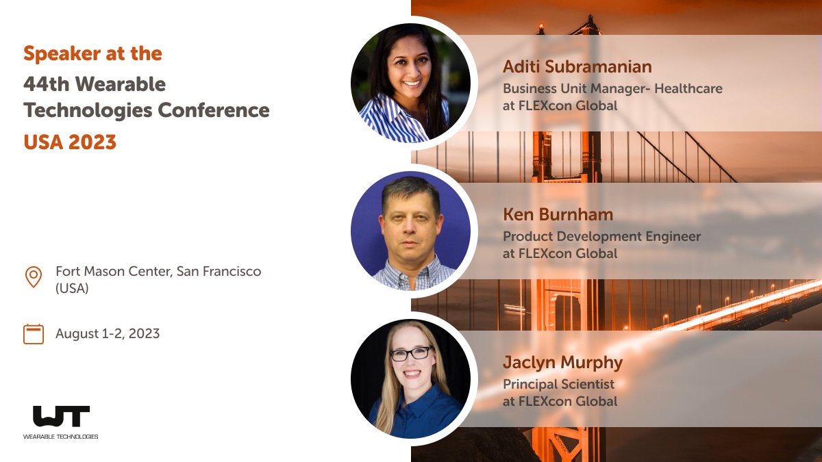 We are excited to share that Aditi Subramanian, Ken Burnham, and Jaclyn Murphy from @FLEXcon will be presenting at the 📍#WTUS23 Conference. 
The focus will be on FLEXcon® OMNI-WAVE™, a dry biomedical electrode #technology 🔜 bit.ly/3opRU9k