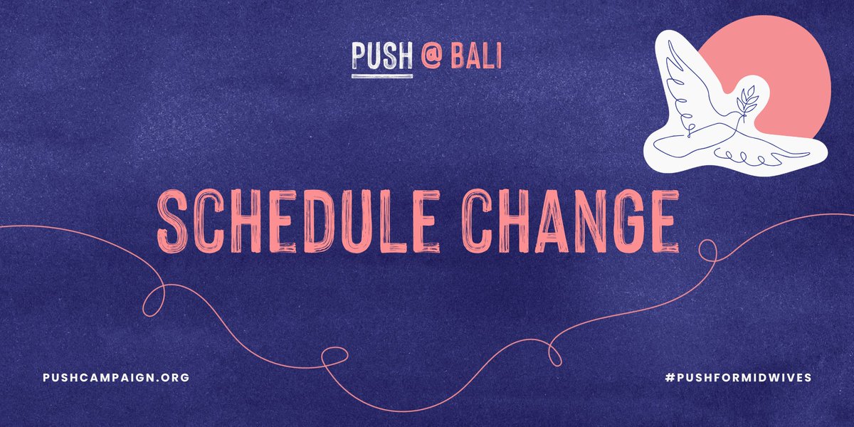 pushcampaignorg's tweet photo. Attention Congress delegates❗Tomorrow’s wellness sessions have changed. We will now be hosting yoga classes in the PUSH Lounge at 8AM and 2PM. There will be no wellness talk or water healing. Everyone is welcome, no registration necessary! #PUSHForMidwives https://t.co/DYNVX8jHlu