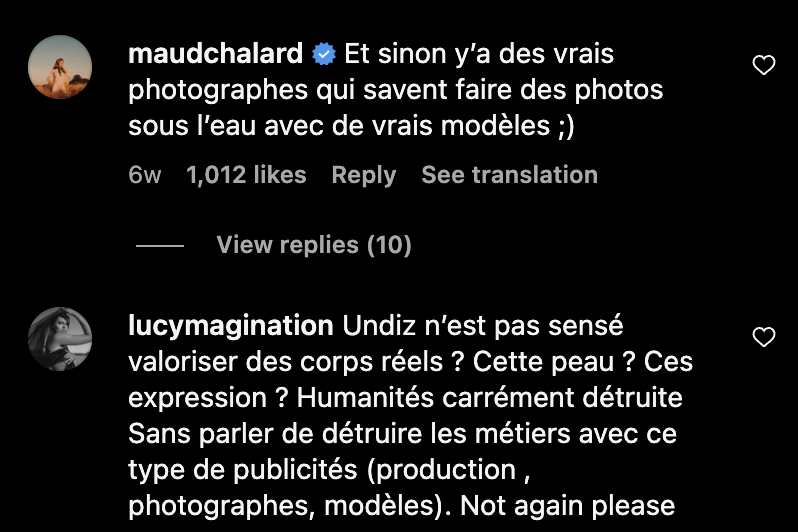 mathieucrucq's tweet photo. J'avais raté ça mais effectivement, le post #AI de #UNDIZ sur instagram s'est fait lynché par ... 
essentiellement des photographes pro.

Ce qui ressort :
> C'est moche (mais le but recherché était autre)
> Vous participez à détruire des emplois 

info via @MatthieuGB https://t.co/daxEOLXIcK