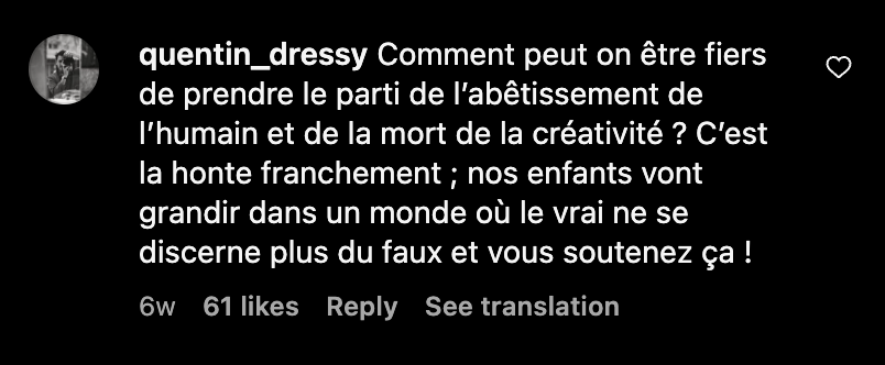 mathieucrucq's tweet photo. J'avais raté ça mais effectivement, le post #AI de #UNDIZ sur instagram s'est fait lynché par ... 
essentiellement des photographes pro.

Ce qui ressort :
> C'est moche (mais le but recherché était autre)
> Vous participez à détruire des emplois 

info via @MatthieuGB https://t.co/daxEOLXIcK