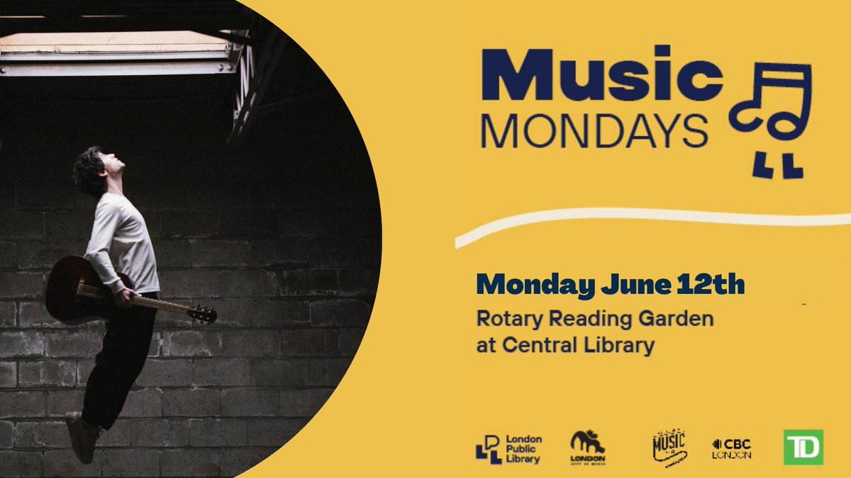 LDNMusicOffice's tweet photo. Today is the day - Music Mondays are finally here!! 🎤😀

☔️Please note that it has been moved INSIDE on the main floor of the Central Library due to the rain!

⭐️Enjoy a FREE live performance from Anddre Mafra from 12:15 - 1 pm!

See you there!

#UNESCO #CityofMusic #LdnOnt https://t.co/AqUin83evH