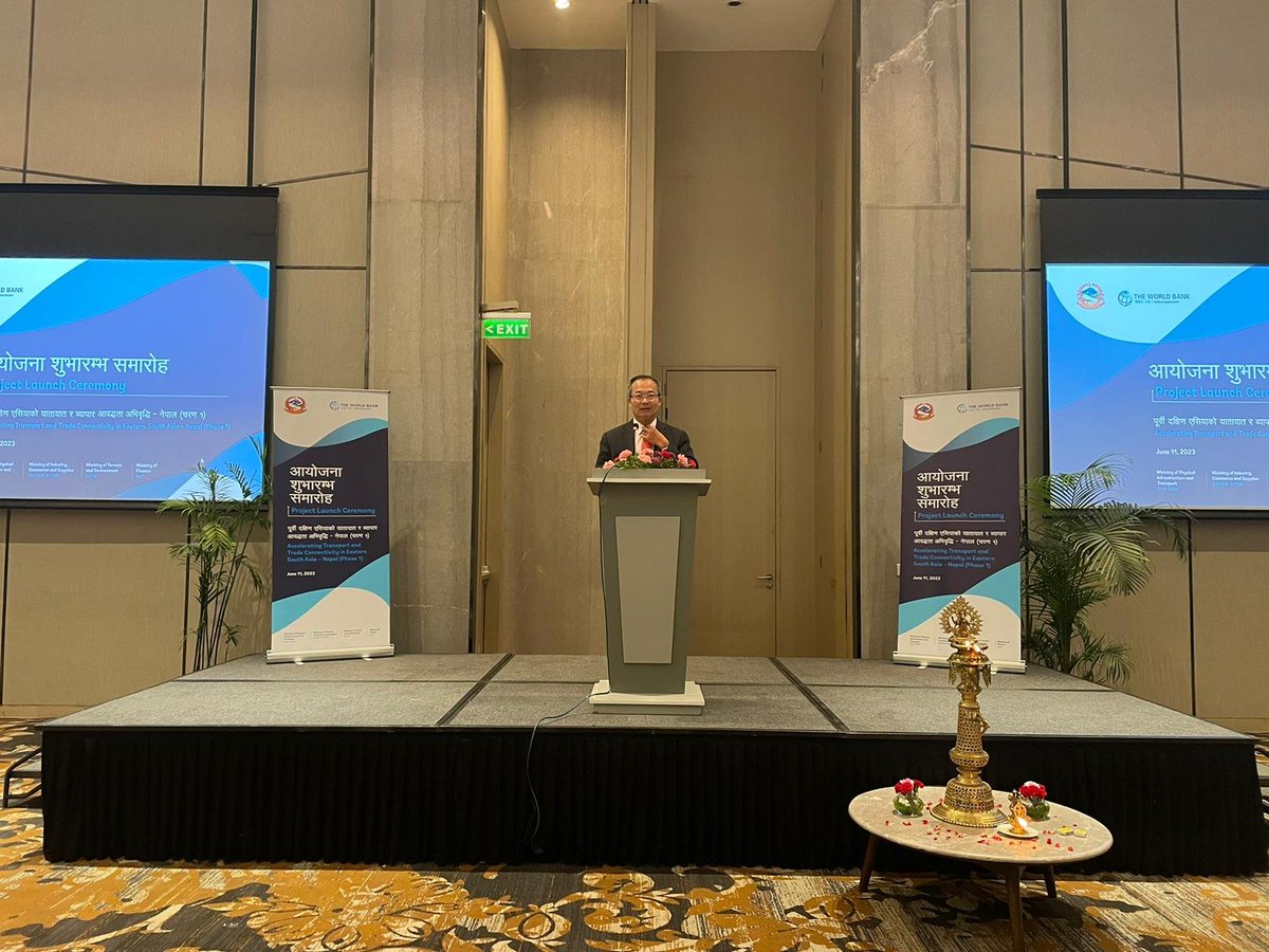 GuangzheChen's tweet image. Delighted to address the launch of the @WorldBank-supported #Nepal ACCESS project alongside Hon. Minister of MoPIT Prakash Jwala and @MartinRaiser.  Through this project, #MoPIT, #MoICS, and #MoFE will operationalize Nepal’s green, resilient, and inclusive development agenda.