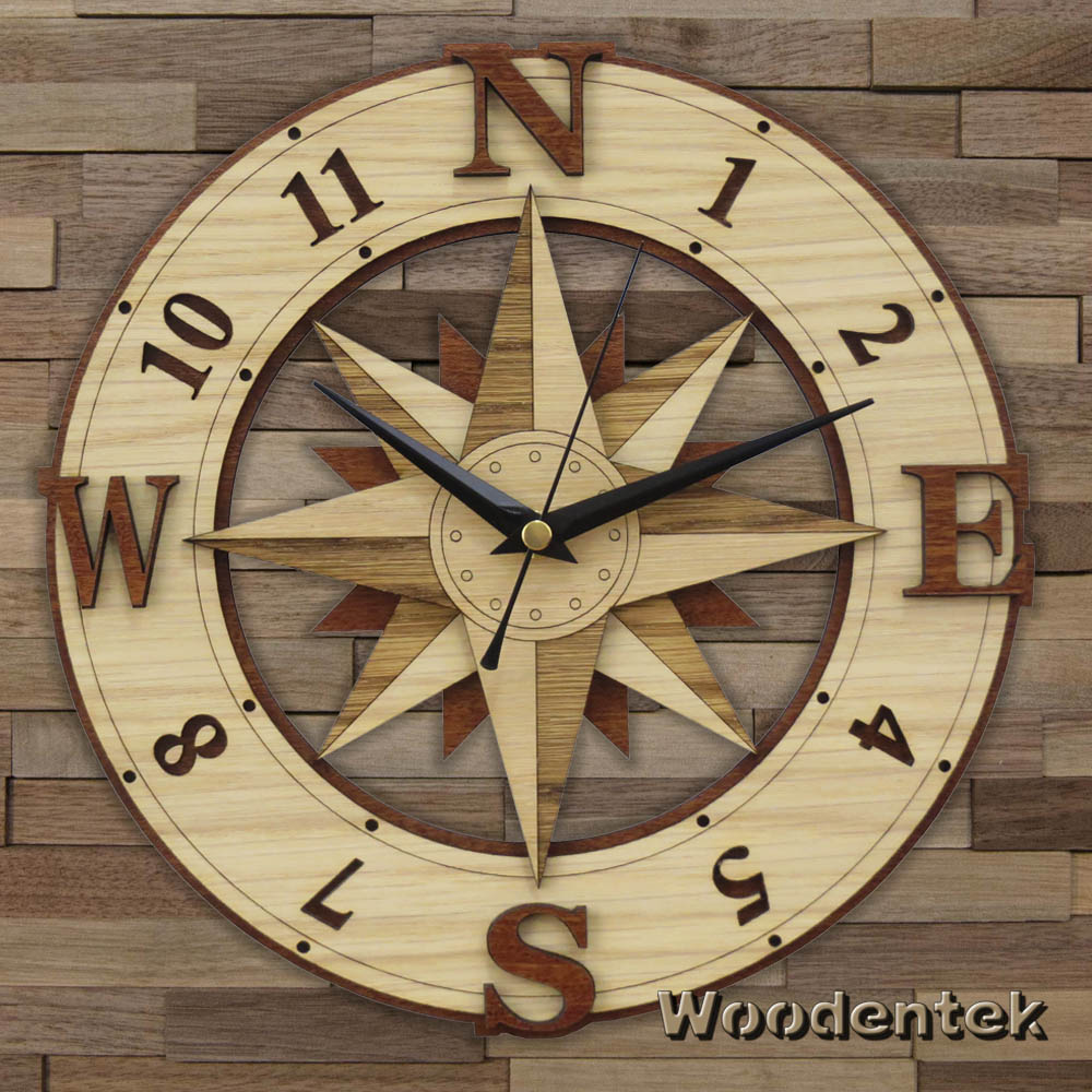Handmade #Compass wooden clock #CompassRose. We created the original clock; don't buy Chinese copies (sometimes they even use our photos to hide their low-quality cheap copy!). #sail #shiplife - WorldwideShipping etsy.com/listing/491363…