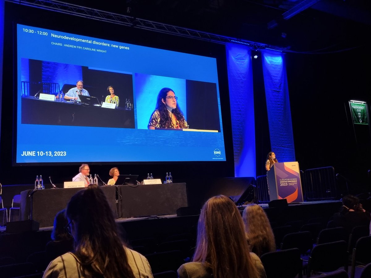 PhD student <a href="/RocioPerezBaca/">Rocío Pérez Baca</a> gave an excellent presentation concerning our ZFHX4 project. Well done, Rocío 👏🏻! If you have interesting patients, do not hesitate to contact <a href="/RocioPerezBaca/">Rocío Pérez Baca</a>, María Palomares, <a href="/SVergult/">Sarah Vergult</a> or <a href="/CallewaertBert/">Bert Callewaert</a> #ESHG2023