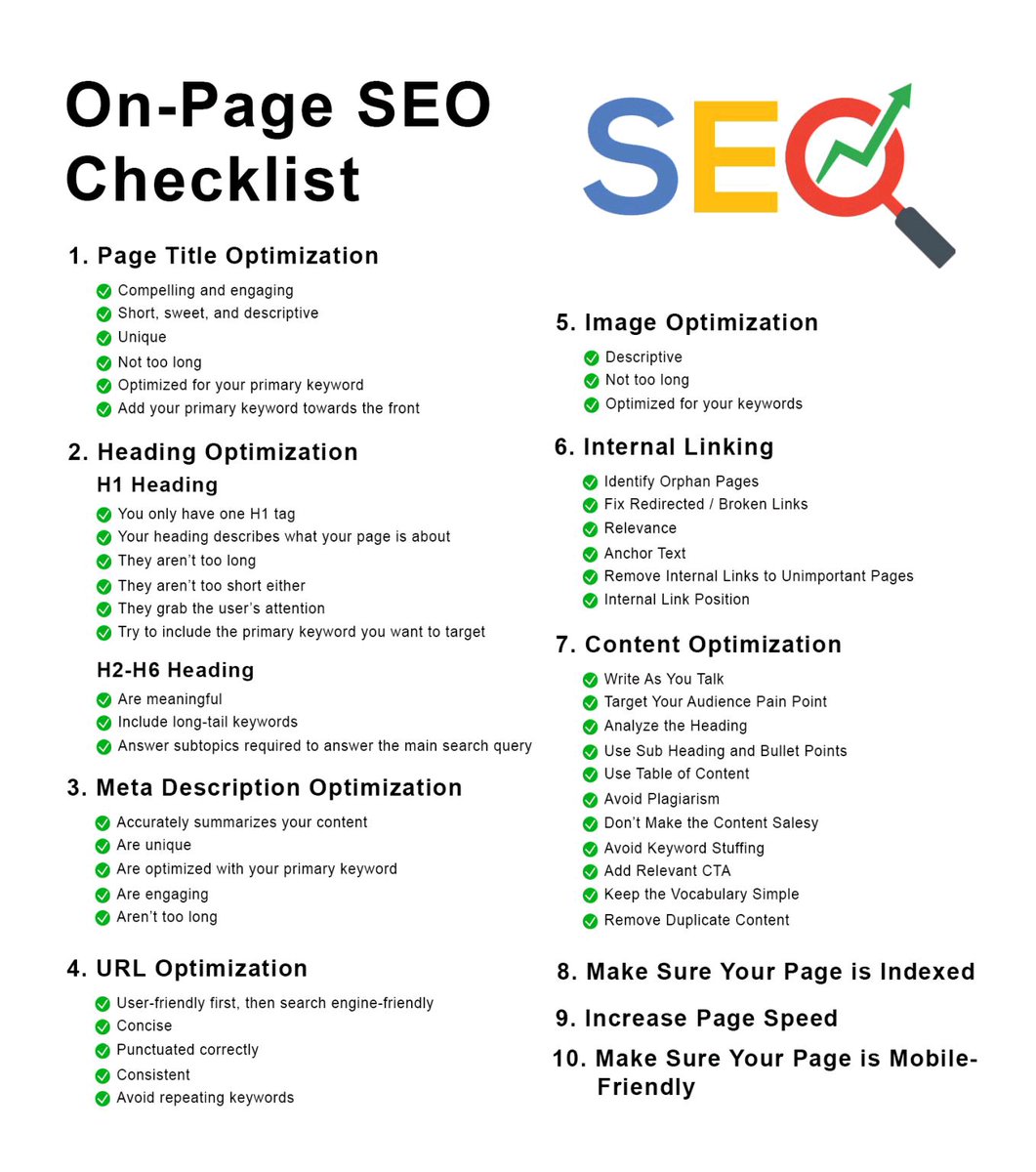 On page SEO checklist😍
#SEO #MarketingStrategy #seotips