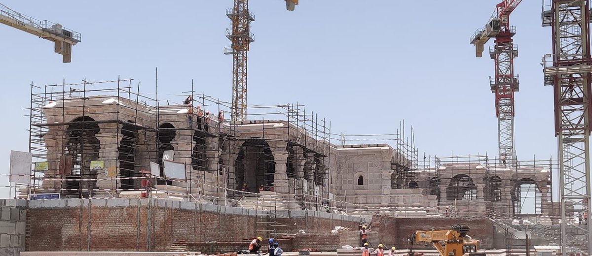 ndtv's tweet photo. #InPics | Ayodhya Ram Mandir construction in last lap; mandir to be constructed by October 2023 https://t.co/K5IJipuTk6