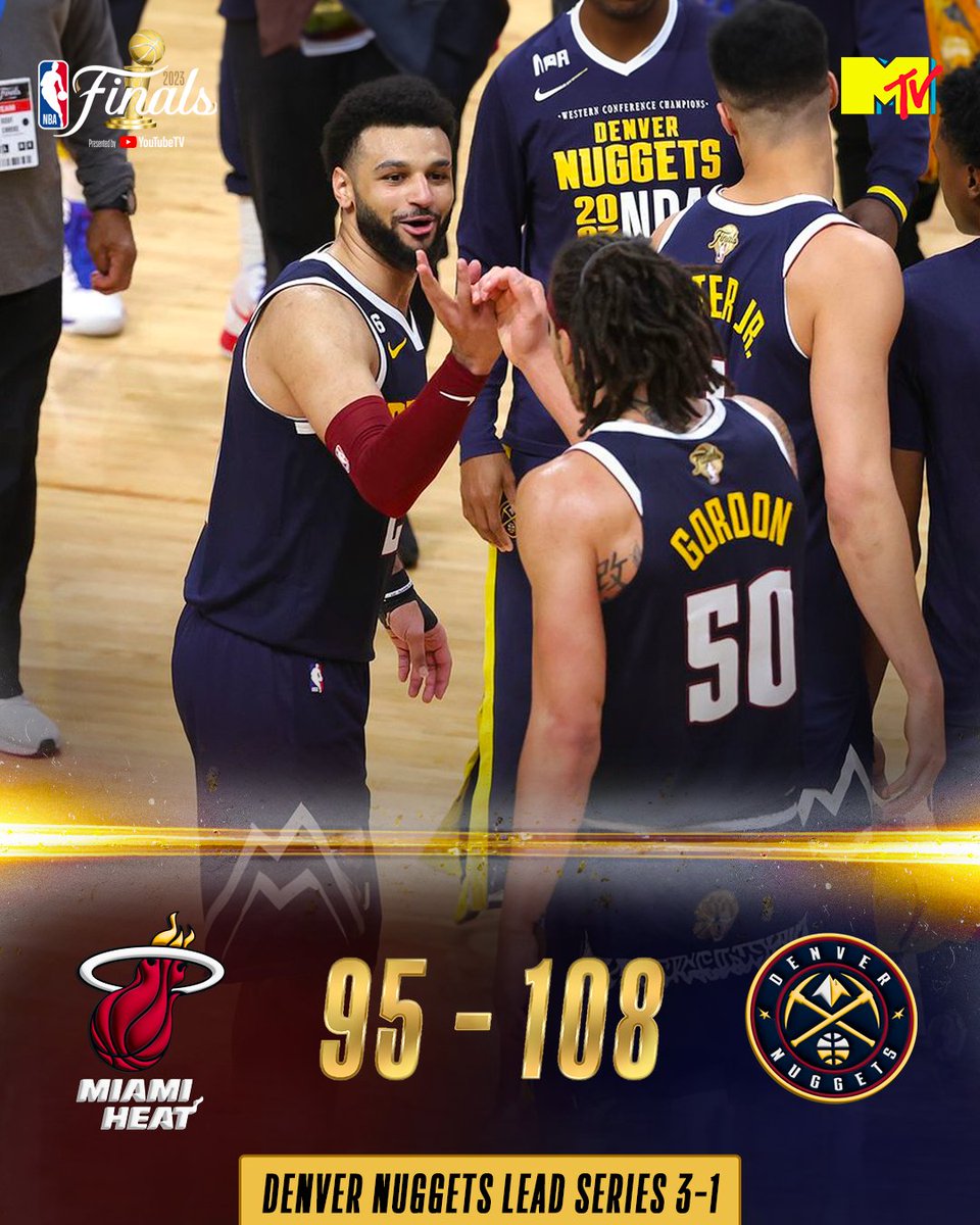 MTVIndia's tweet image. NBA Finals Game 4 ki win, Denver Nuggets ke naam!

Dekho @nuggets and @miamiheat ki battle for the top spot, live on MTV, Hindi mein

#NBAonMTV #NBALive #NBALiveInIndia #NBAPlayoffs #NBAFinals #denvernuggets #miamiheat #bringitin #Scorecard