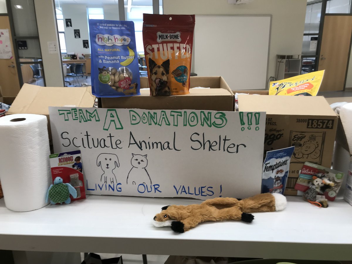 Students on Team A finished their 'Living Our Values' project in advisory and collected donations for the Scituate Animal Shelter @ScituateSchools @ScituateAnimalS