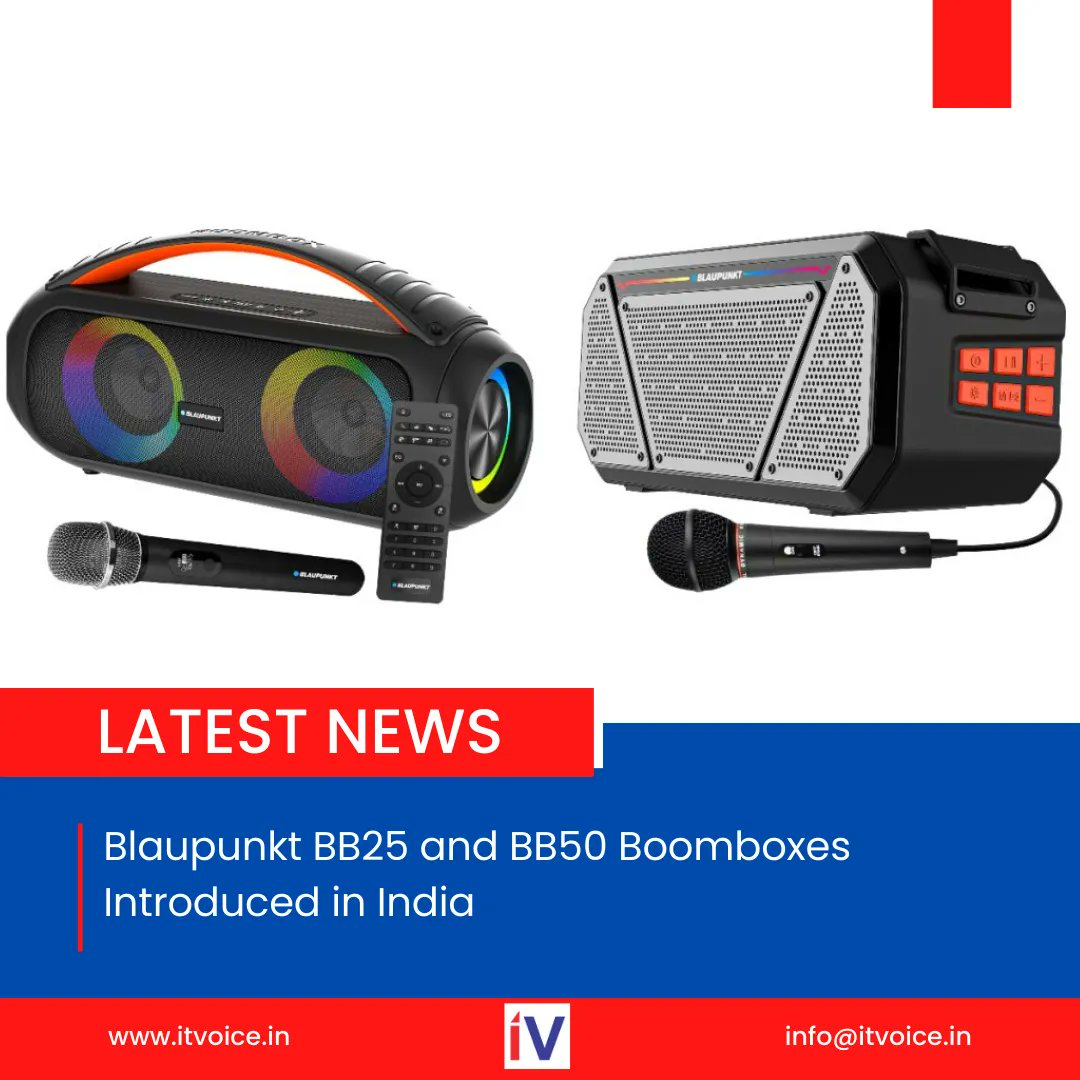 German audio equipment manufacturer, Blaupunkt, has introduced its latest Atomik series in the Indian market(#BB25 & #BB50).

#Blaupunkt #AtomikSeries #Boombox #RGBLights #FastCharging #WirelessAudio #KaraokeSessions #AudioProduct #PortableSpeakers #Amazon #TechLaunch