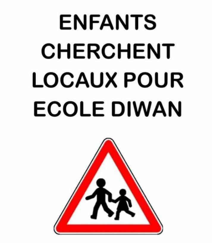 Pour concrétiser notre projet éducatif, il nous faut impérativement un local pour accueillir les enfants des familles intéressées. Merci de diffuser l'info.