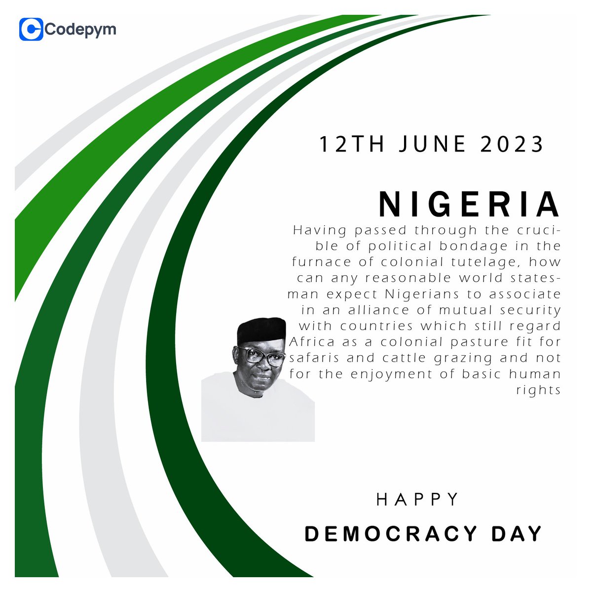 codepym's tweet image. Rejoicing in Democracy's Triumph: Nigeria's Joyful Journey towards Freedom and Equality
#happydemoracy
#nigeria
#edtech