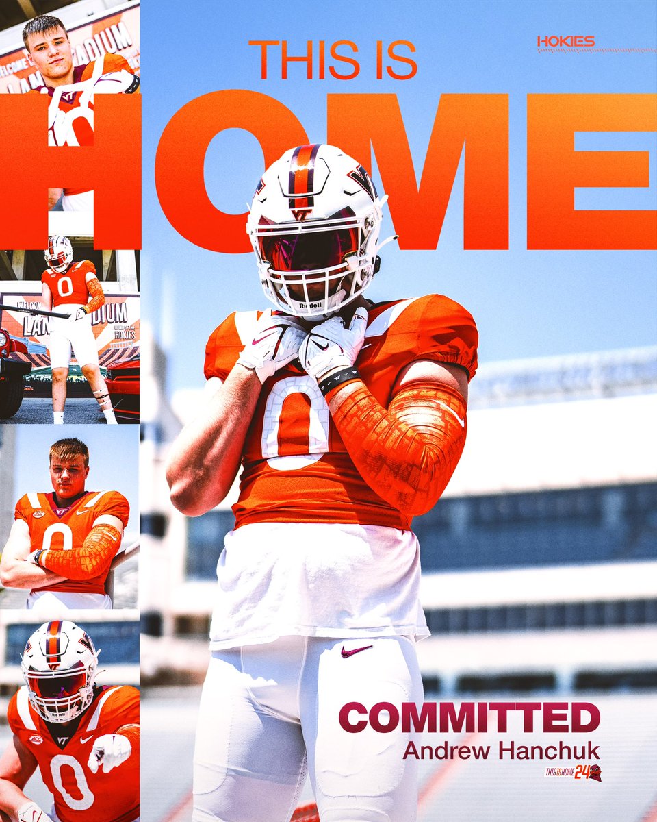 andrew_hanchuk's tweet photo. This is Home!! 1000% Committed to Virginia Tech!! 🦃 #gohokies #COMMITTED  @CoachPryVT @jcprice59 @Coach_Marve @CoachShawnQuinn @Coach_Adibi @Jan_JohnsonVT @HokiesFB @Jocko1114 @BMHSTitanFB @DanZolkowski @SwisherTodd @CoachWilson21 @jgpvisuals https://t.co/Gl039StCSL