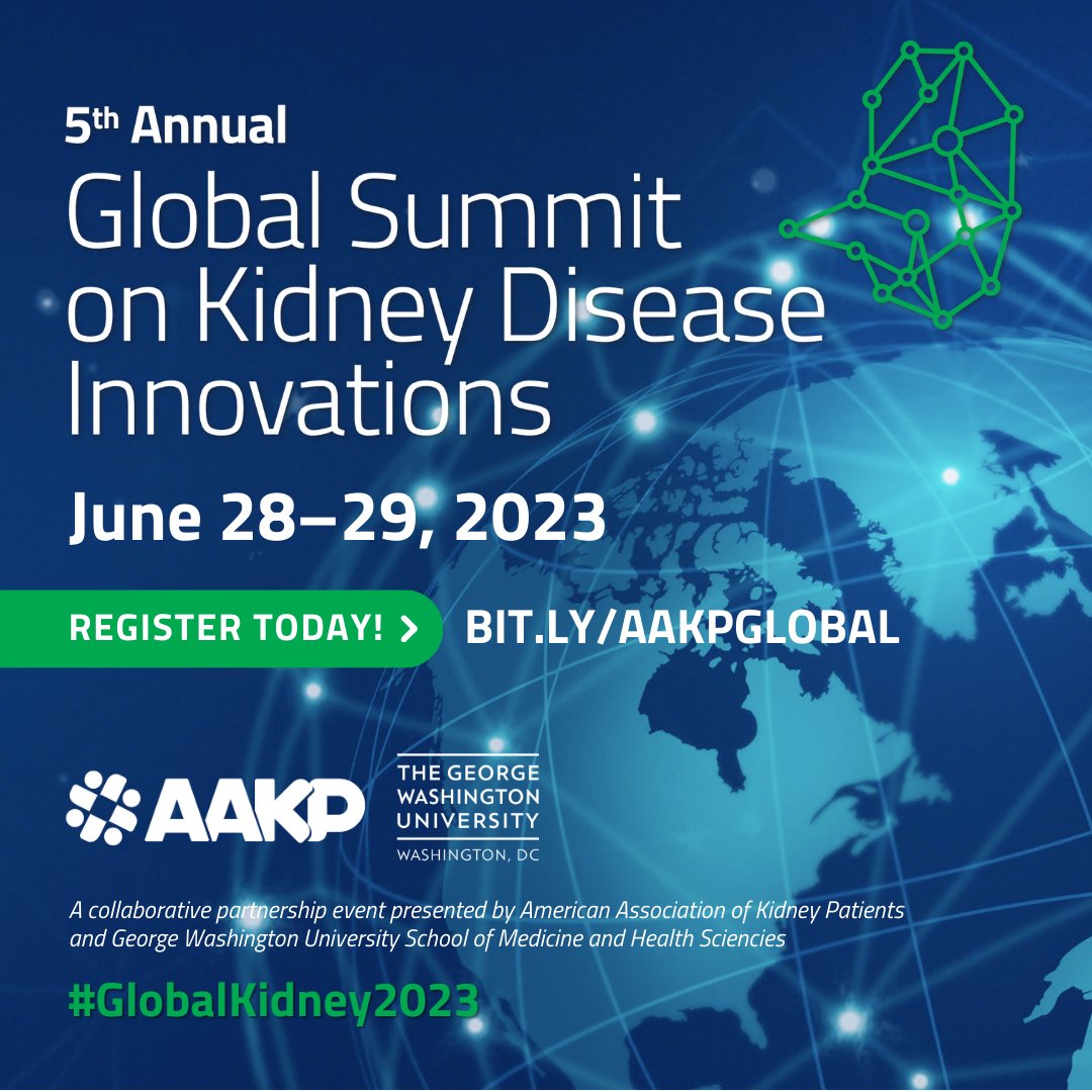 Hey #KidneyCommunity! Curious about what the future holds for care and treatment options? Join us for the 5th Annual Global Summit on Kidney Disease Innovations, the world's largest patient-led kidney innovations event. 

REGISTER TODAY: bit.ly/AAKPGlobal 
#GlobalKidney2023