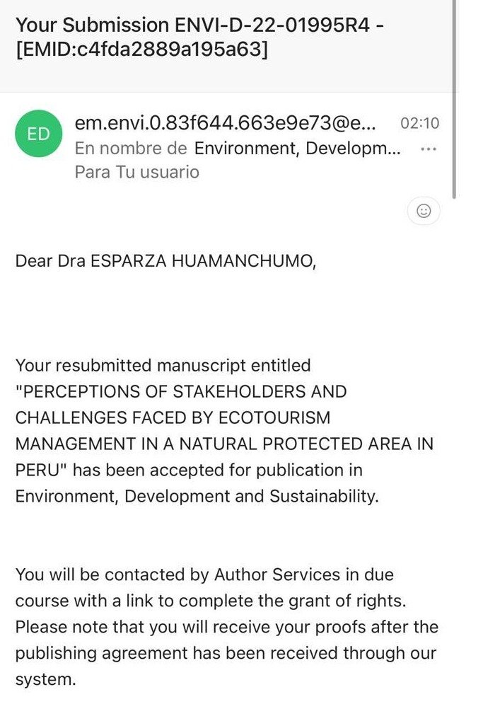 benmouge's tweet photo. 📰 #acceptedpaper @SpringerNature (Scopus, Q1) Un análisis de las percepciones de los stakeholders y los retos que enfrenta la gestión del ecoturismo en un área natural protegida del #Peru 🍃🦜🚵♀️📌el Santuario Histórico Bosque de Pómac, Lambayaque @SERNANP @_USIL #USILSinLímites https://t.co/OoaUD23aOq